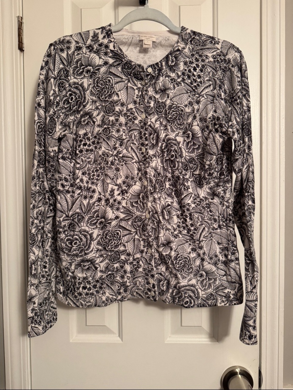J. Crew Black and White Floral Button-Down Shirt